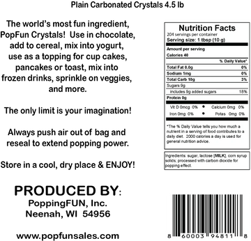 PopFun Plain Non-GMO Pop Crystals 4 lb